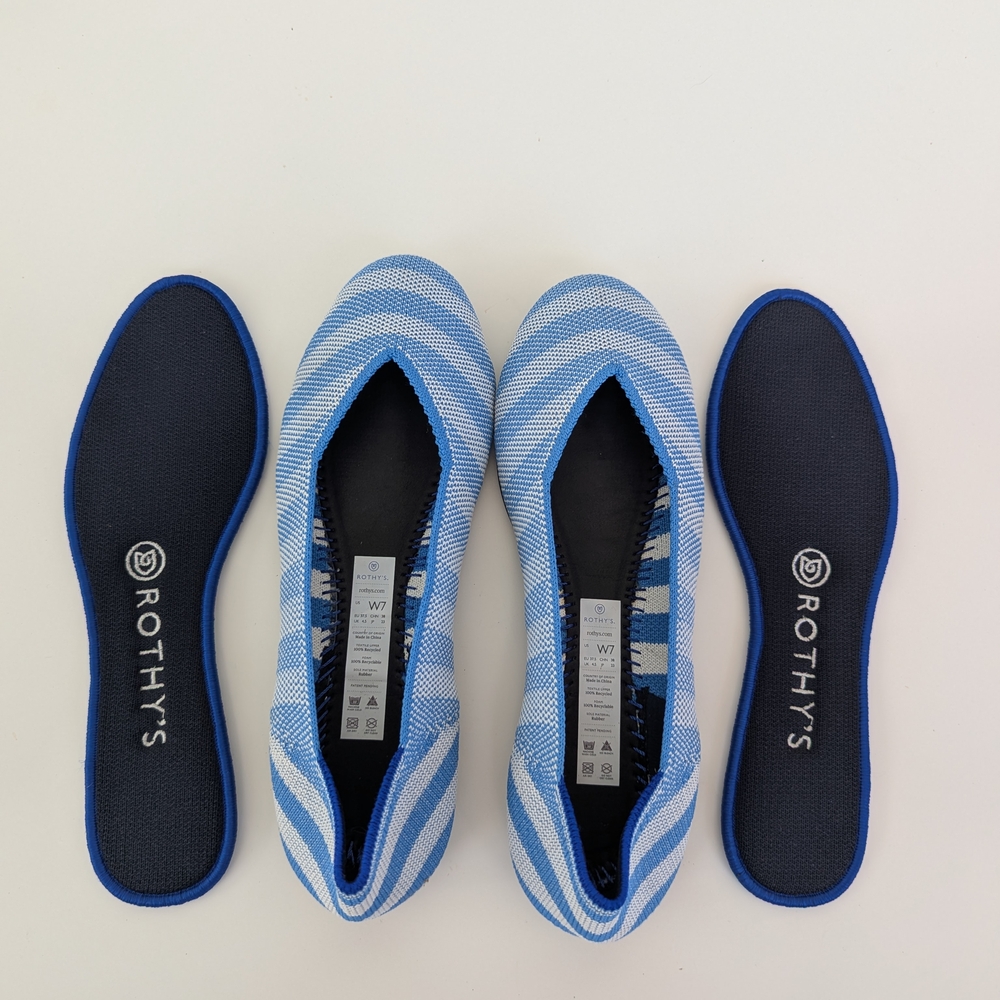 Rothy's Blue Striped Women's Shoes - Picture 8 of 12